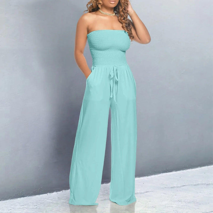 Summer Women Jumpsuits Rompers Sleeveless Strapless Lace Up Wide Leg Jumpsuit Sexy Night Club Party Bandage One Piece Outfits-THAT FASHION STORE