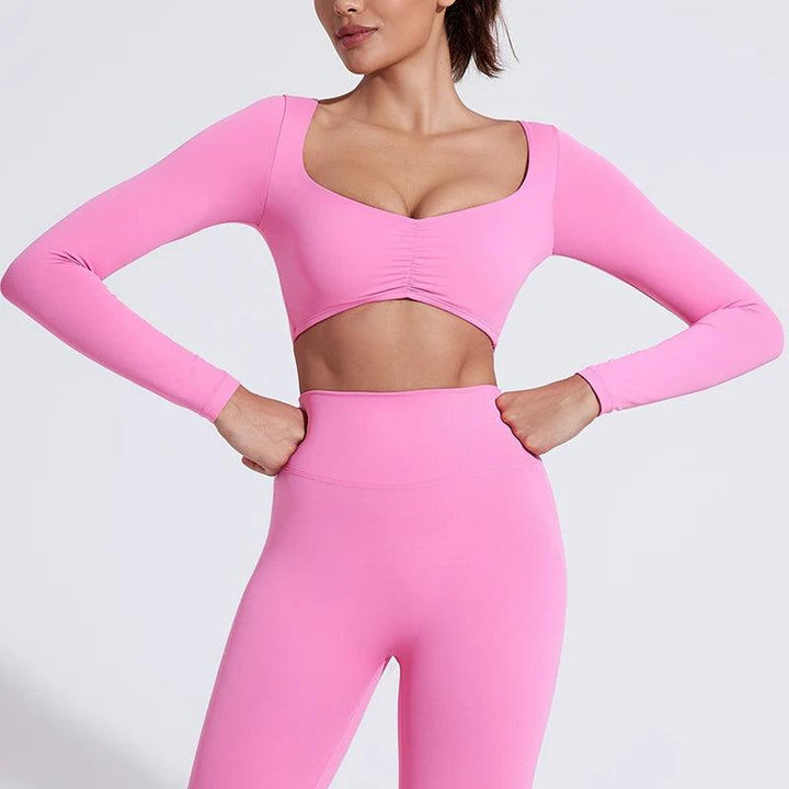 QINACTIVE Women Yoga Shirts Crop Top Long Sleeves Shirts for Women Yoga Sports Fitness Gym Clothes Workout Tops-THAT FASHION STORE