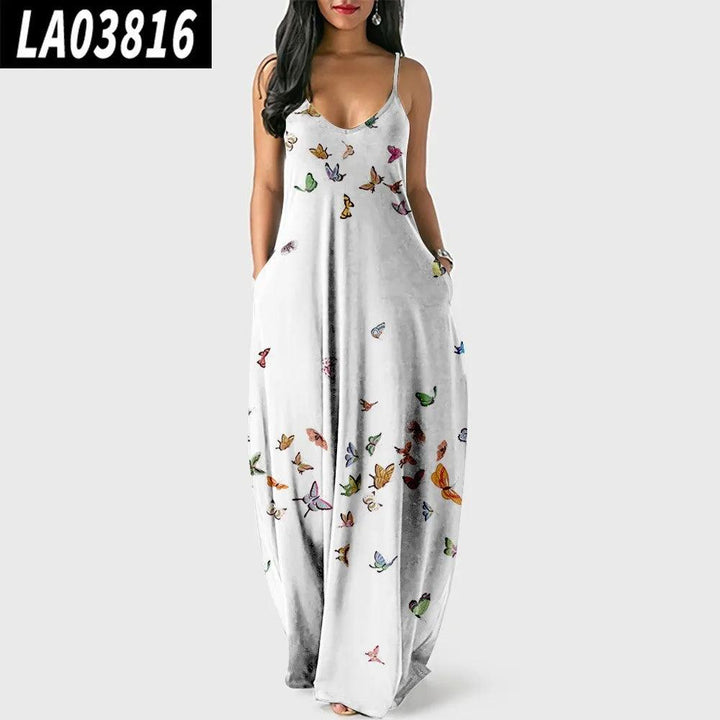 Chic Butterfly Women Maxi Dress Print Long Dresses Fashion Women's Vintage Dress Woman Retro Elegant Girls Club Party Vestidos-THAT FASHION STORE