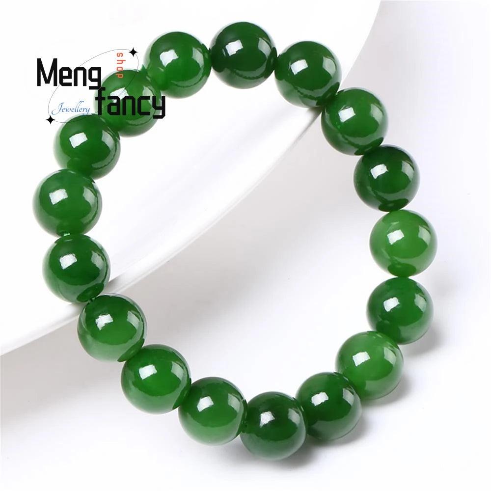 Natural Hetian Jade Jasper Elastic Bracelet Charms Luxury Fine Jewelry Couple Personalized Beaded Bangle Men Women Holiday Gifts-THAT FASHION STORE