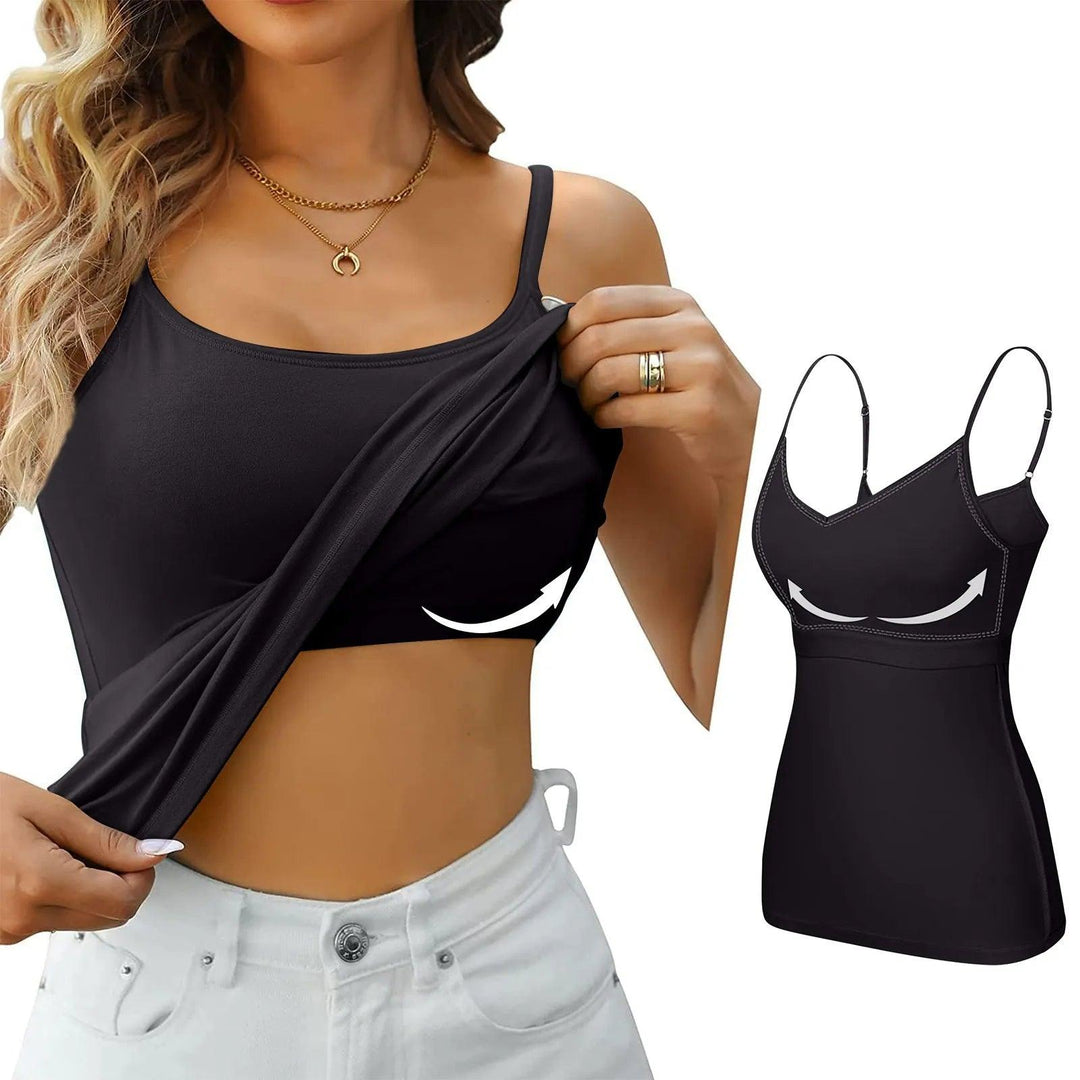 Padded Bra Tank Top Women Modal Spaghetti Solid Cami Top Vest Female Adjustable Camisole With Built In Bra Fitness Clothing-THAT FASHION STORE