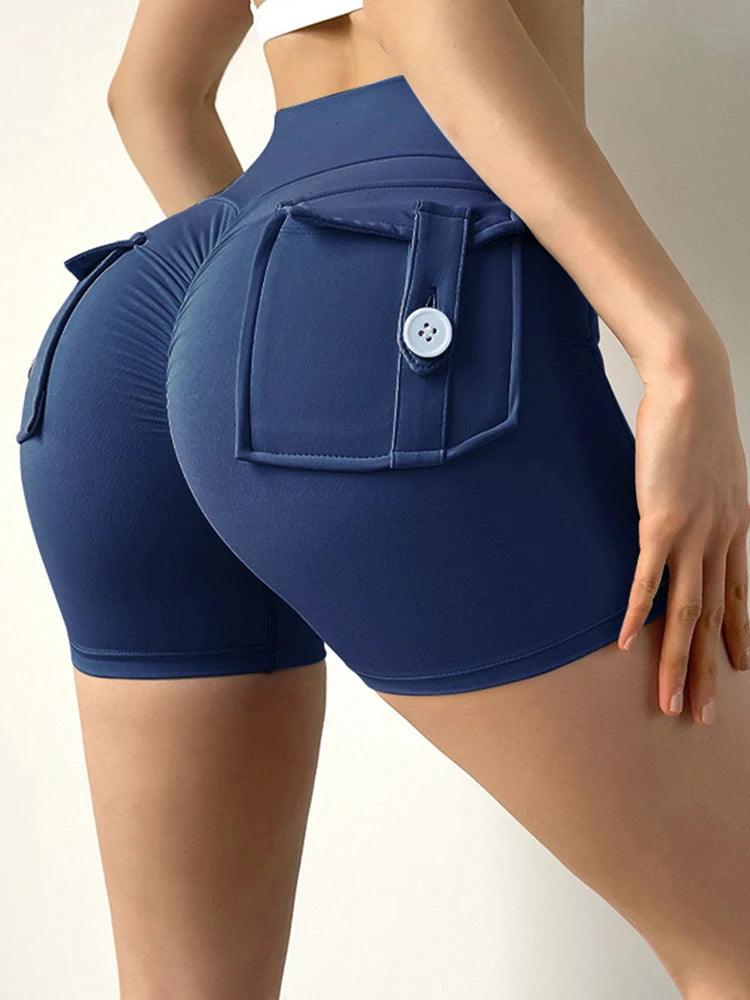 Peach Butt Fitness Shorts Women's Exercise Three-Quarter Pants Cargo Air Dry Pocket Yoga Tight Lift Summer-THAT FASHION STORE