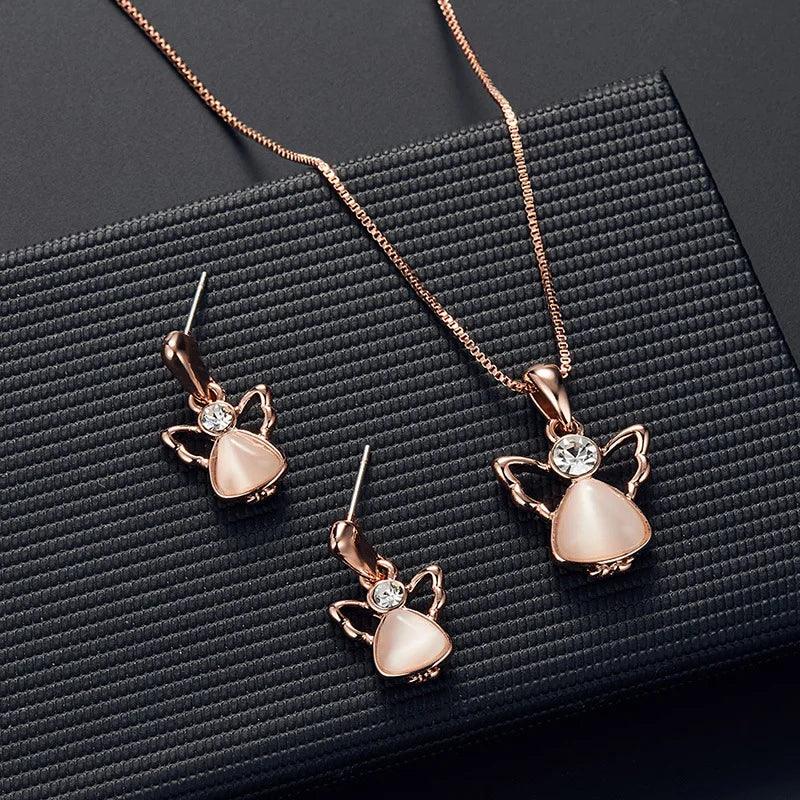 3pcs/set Jewelry Sets Women Elegant Waterdrop Rhinestone Pendant Necklace Hook Earrings Jewelry Set-THAT FASHION STORE