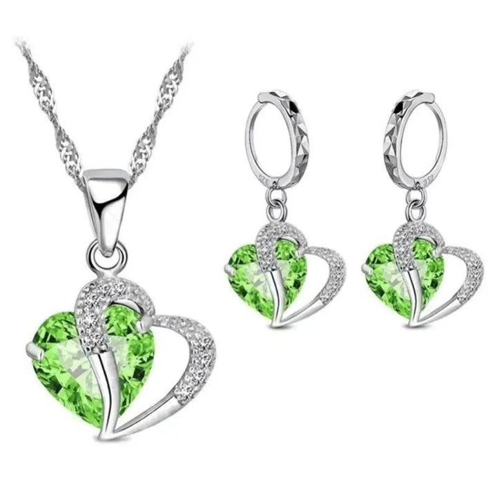 Luxury Women 925 Sterling Silver Cubic Zircon Necklace Pendant Earrings Sets Cartilage Piercing Jewelry Wedding Heart Design-THAT FASHION STORE