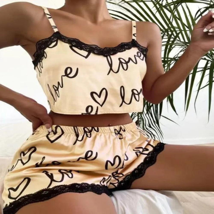 2 Pieces Set Women'S Pajama Shorts Suit Homewear Print Underwear Pijama Sexy Lingerie Camisoles Tanks Nighty Ladies Sleepwear-THAT FASHION STORE