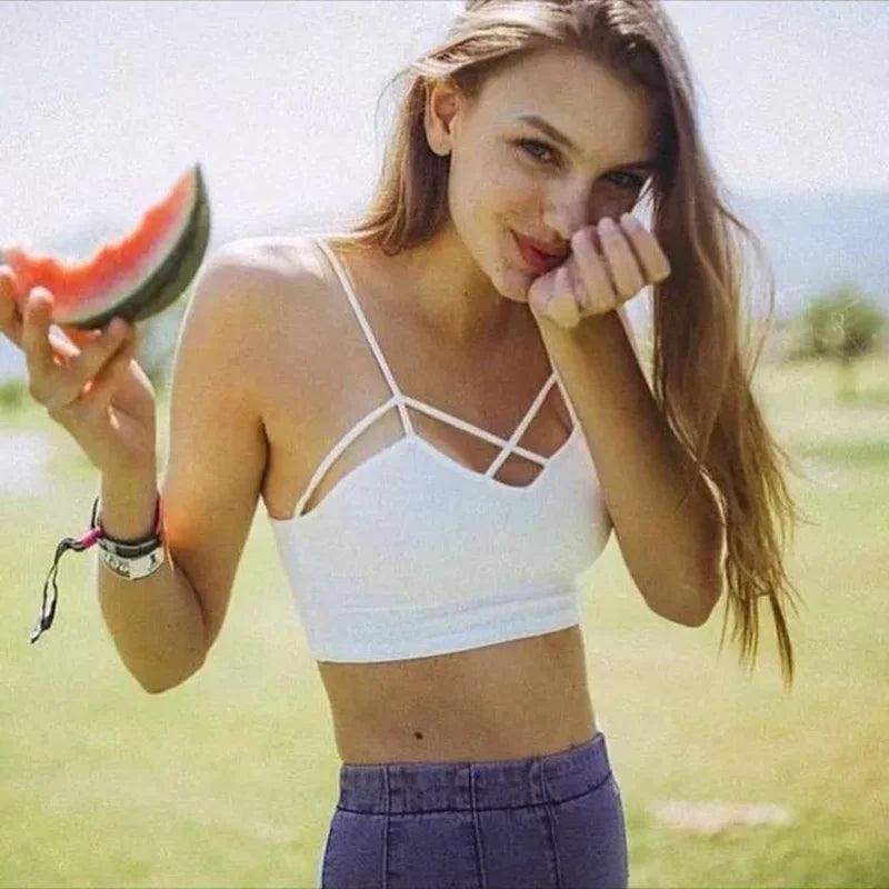 Summer Sexy Crop top Women Cotton Breast Cross Vest Tops female Short Backless Camis Girls Brief Fashion Tank Top Woman clothes-THAT FASHION STORE