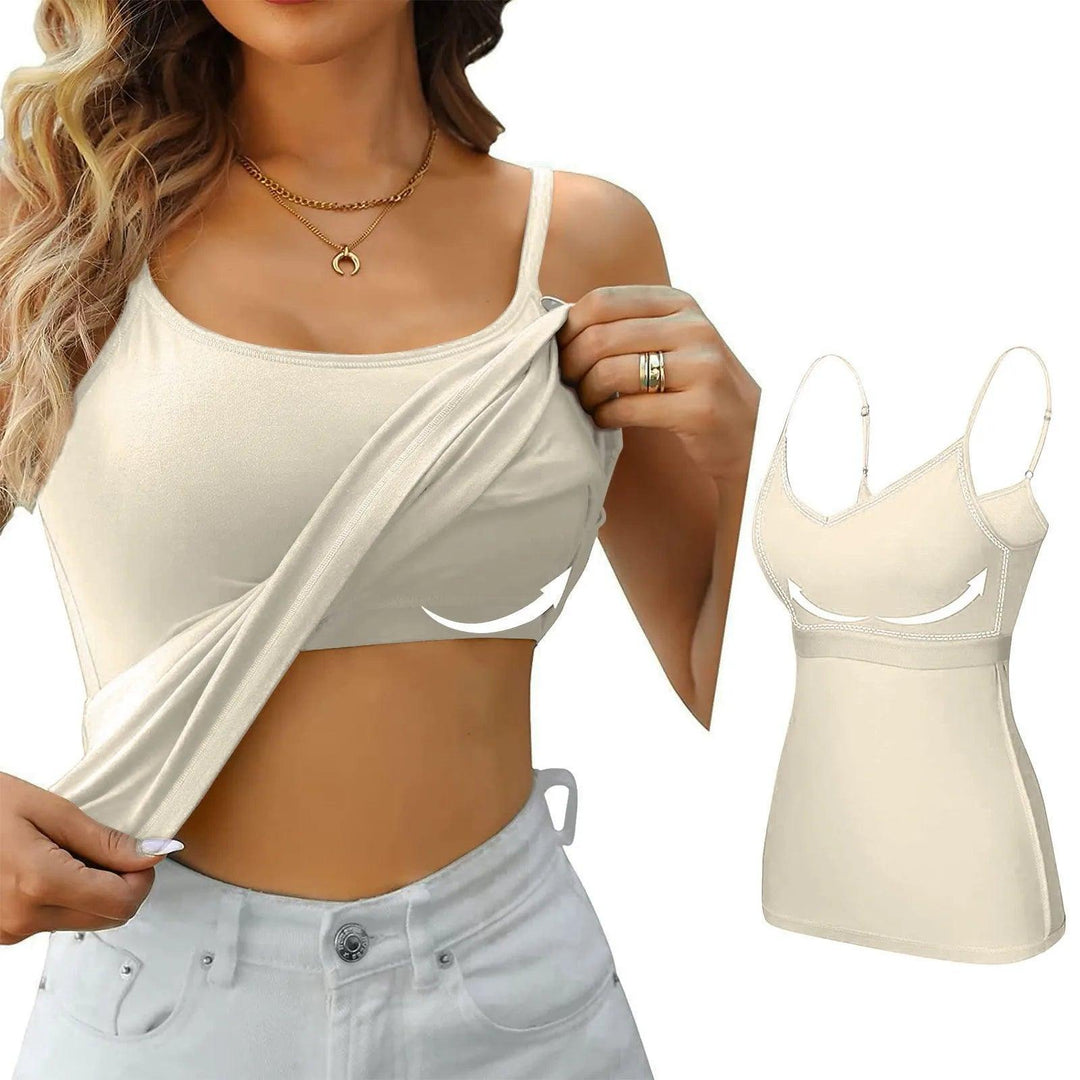 Padded Bra Tank Top Women Modal Spaghetti Solid Cami Top Vest Female Adjustable Camisole With Built In Bra Fitness Clothing-THAT FASHION STORE