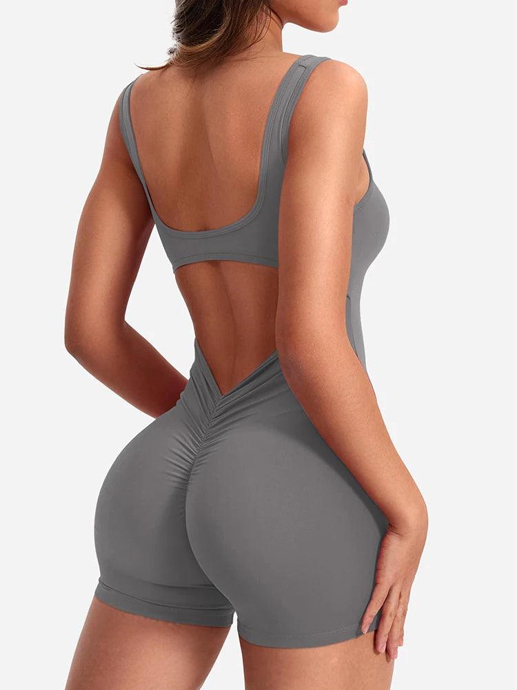 Women's Solid Colour Jumpsuit Tummy, Open Back, Full Body, Exercise Yoga Wear Slim Hip lift One-Piece Trousers-THAT FASHION STORE