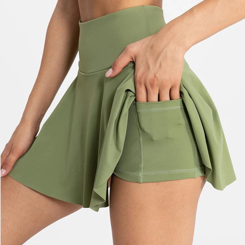 VITALINOVO Pleated Tennis Skirts for Women with Pockets High Waisted Athletic Skirts with Shorts 2 in 1 Gym Workout Golf Skorts-THAT FASHION STORE