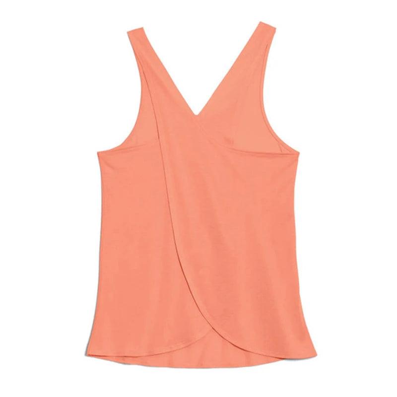 Women's Activewear: Solid Wrap Back Sports Tank Tops - Sleeveless, Breathable & Asymmetrical Hem Fit - Perfect For Fitness & Wor-THAT FASHION STORE