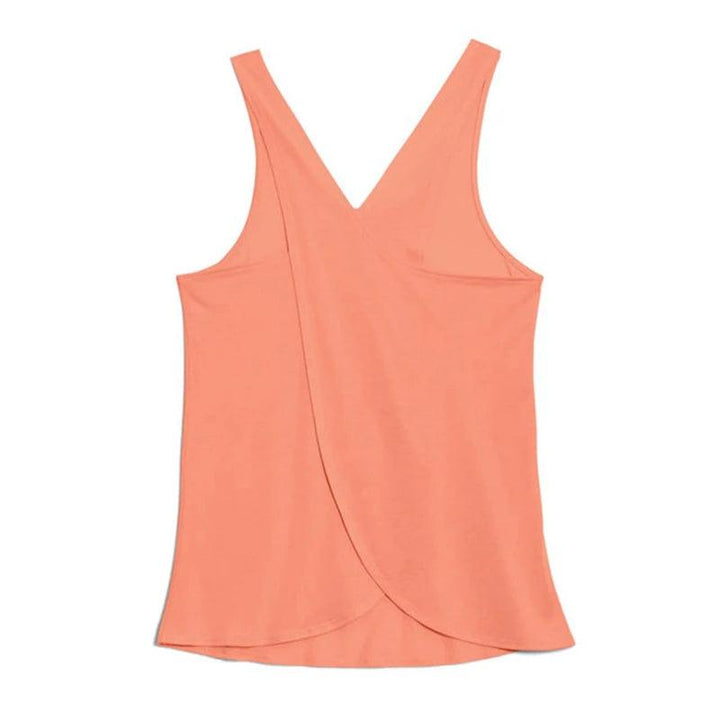 Women's Activewear: Solid Wrap Back Sports Tank Tops - Sleeveless, Breathable & Asymmetrical Hem Fit - Perfect For Fitness & Wor-THAT FASHION STORE