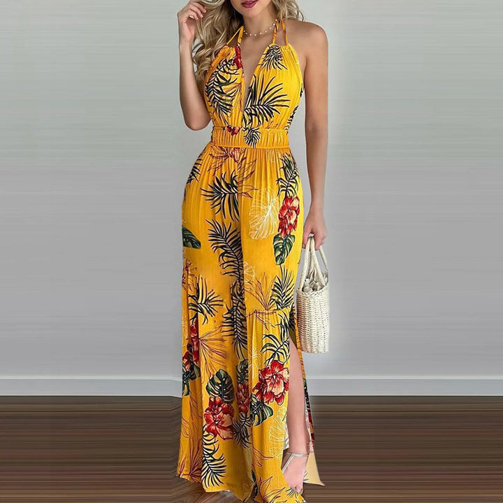 2024 new women's dress wish suspender digital print sleeveless V-neck colorful jumpsuit for women-THAT FASHION STORE