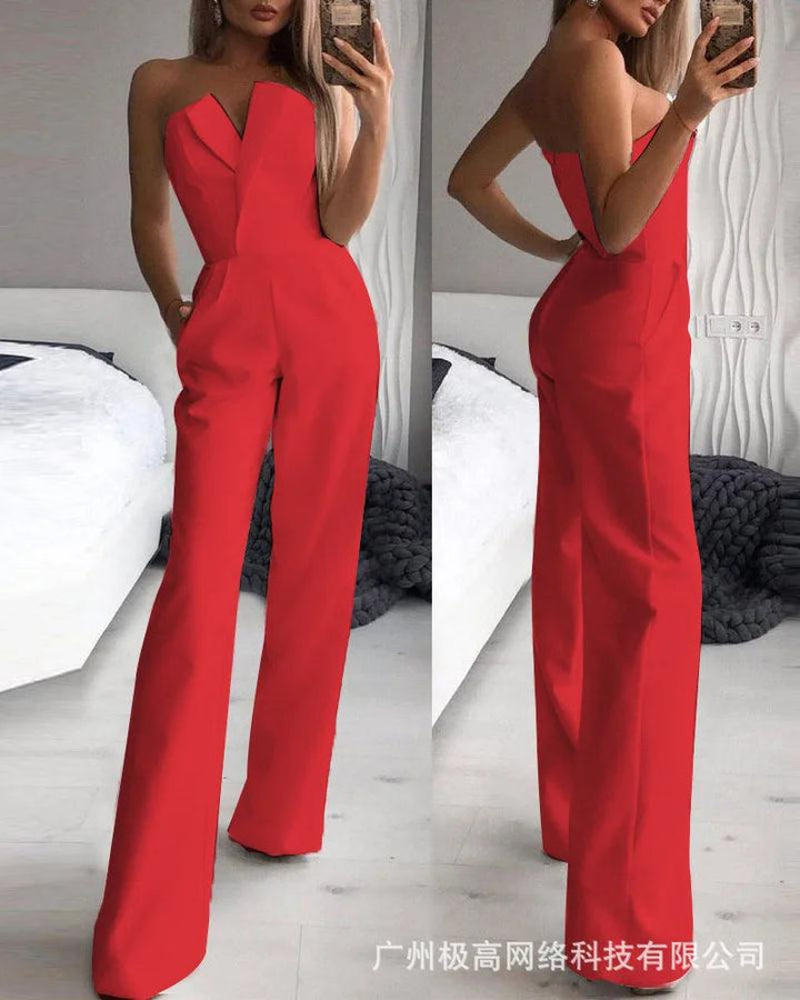 Jumpsuits for Women Jumpsuits Sexy Strapless Slim Office Lady Elegant Chic Sleeveless Black White Red Casual Romper Bodysuit-THAT FASHION STORE