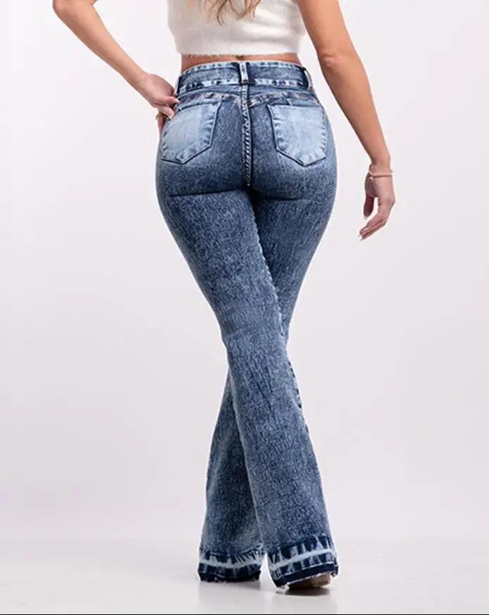 Pants for Women High Waist Casual Denim Zip Fly Button Washed Skinny Flared Leg Jeans Autumn New 2022 All-Match-THAT FASHION STORE