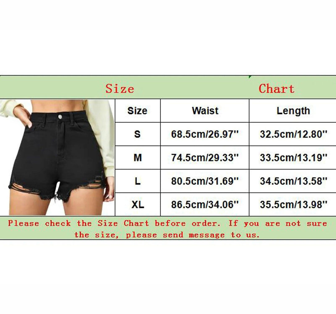 High Waisted Distressed Denim Shorts Ripped Hem Womens Short Jeans Summer Black Hot Pants Female Button Pockets Shorts Mujer-THAT FASHION STORE