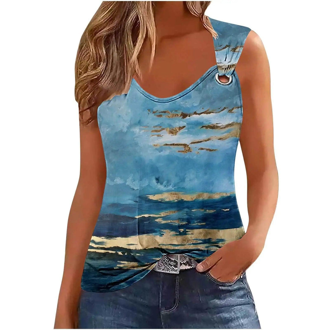 Sexy Tank Top For Women Marble Print Sleeveless T Shirt Woman Causal O-neck Tops Femme T-shirt Tshirts-THAT FASHION STORE