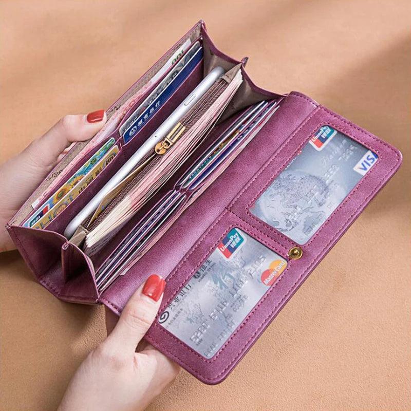 Women Anti RFID Credit Card Purse Business Travel Cow Leather Wallet Elegant Fashion Woman Clutch Bag for Gifts Work Party-THAT FASHION STORE