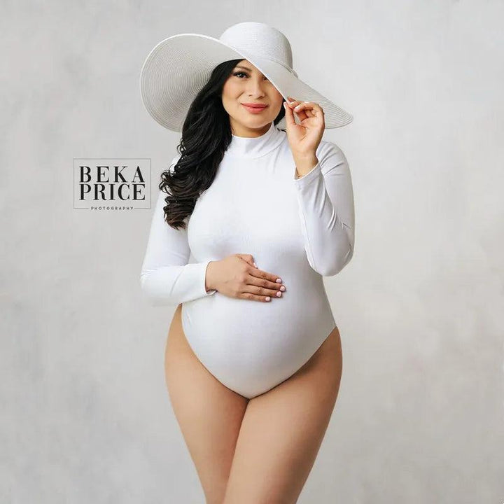 Stretchy Choker Full Sleeve Maternity Photoshoot Bodysuit Solid and Print Pregnant Woman Bodysuits For Photography-THAT FASHION STORE