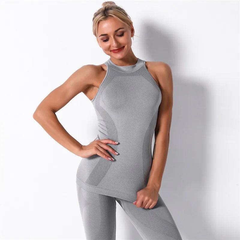 Sleeveless Workout Yoga Vest Sport Shirt Women Fitness Sport Solid Tops Gym Running Training Wear Seamless Cosy Sportswear-THAT FASHION STORE