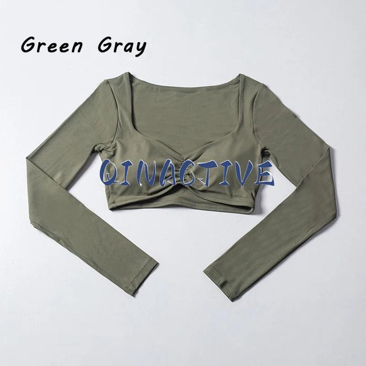 QINACTIVE Women Yoga Shirts Crop Top Long Sleeves Shirts for Women Yoga Sports Fitness Gym Clothes Workout Tops-THAT FASHION STORE