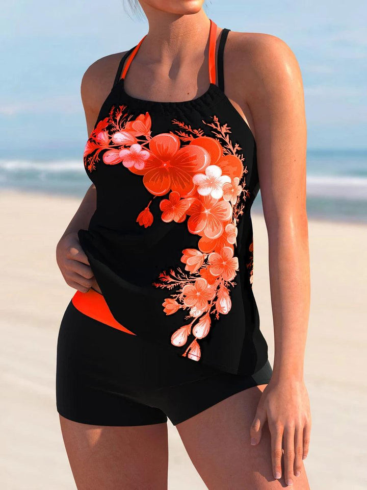 Printed Tankini 2023 Two Piece Swimsuit Women Sexy Strape Swimwear Female Sports Bathing Swimming Suit Summer Shorts Beachwear-THAT FASHION STORE