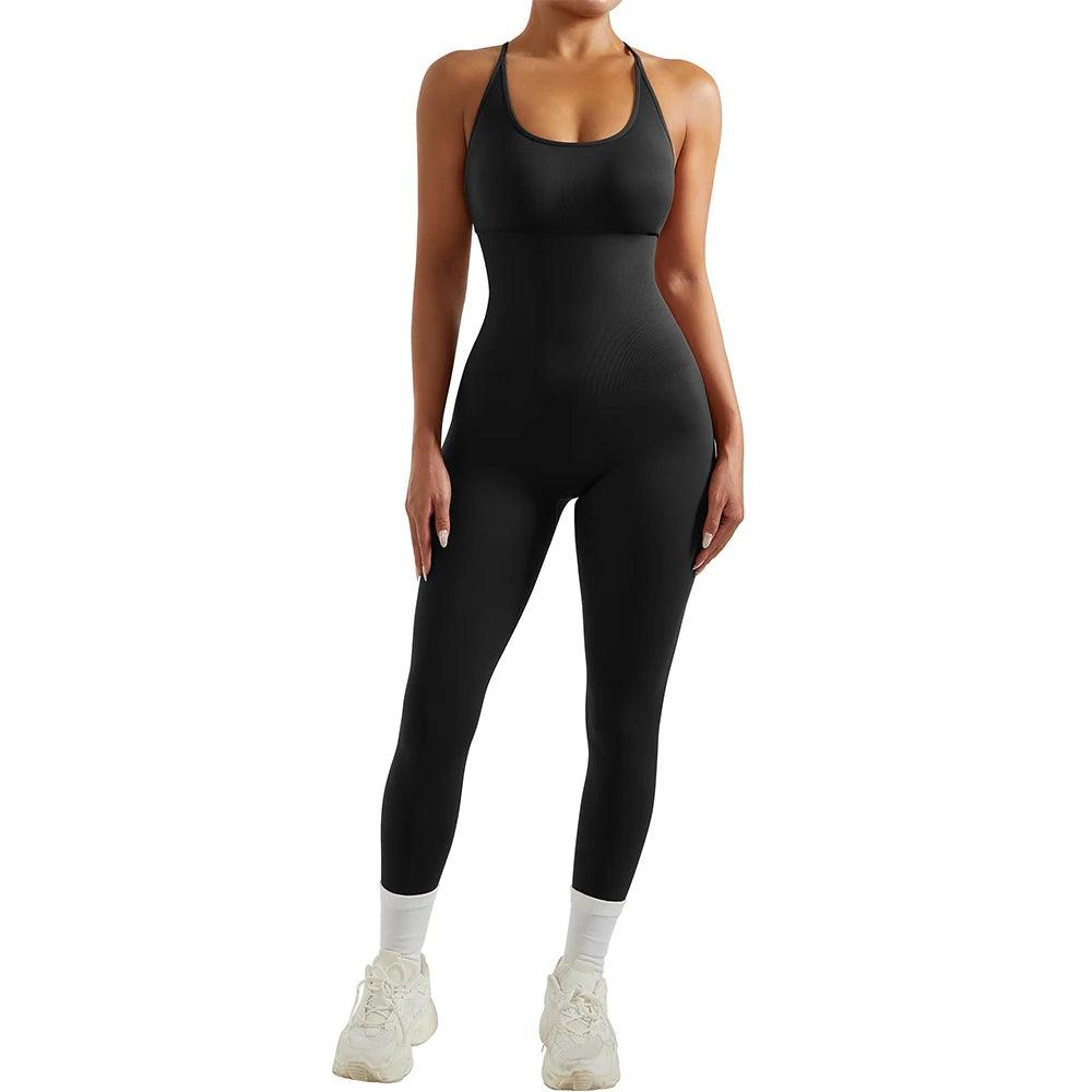 Bodycon Jumpsuit Women Full Seasons Casual Fitness Sporty Playsuit Sleeveless Slim Activewear All In One Jumpsuit Clothing Lady-THAT FASHION STORE