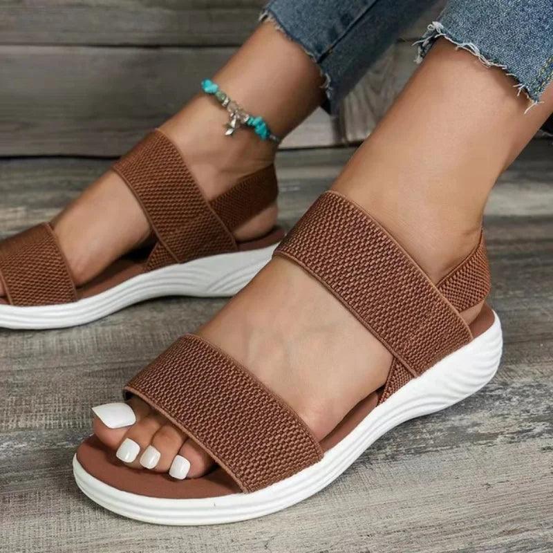 Women Summer Fashion Sandals 2023 Mesh Casual Fish Mouth Sports Sandals Large Size Flying Woven Flat Shoes Sandalias Mujer-THAT FASHION STORE