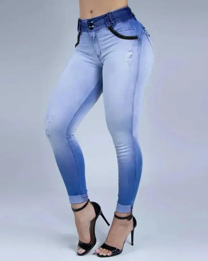 Jeans Woman 2023 New Autumn/Winter Fashion Versatile Gradient Tight Denim Pants Y2k Elegant Solid Trousers Female Streetwear-THAT FASHION STORE