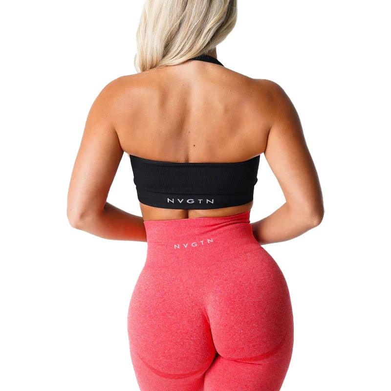 NVGTN Limitless Ribbed Seamless Halter Bra Spandex Woman Fitness Elastic Breathable Breast Enhancement Leisure Sports Underwear-THAT FASHION STORE