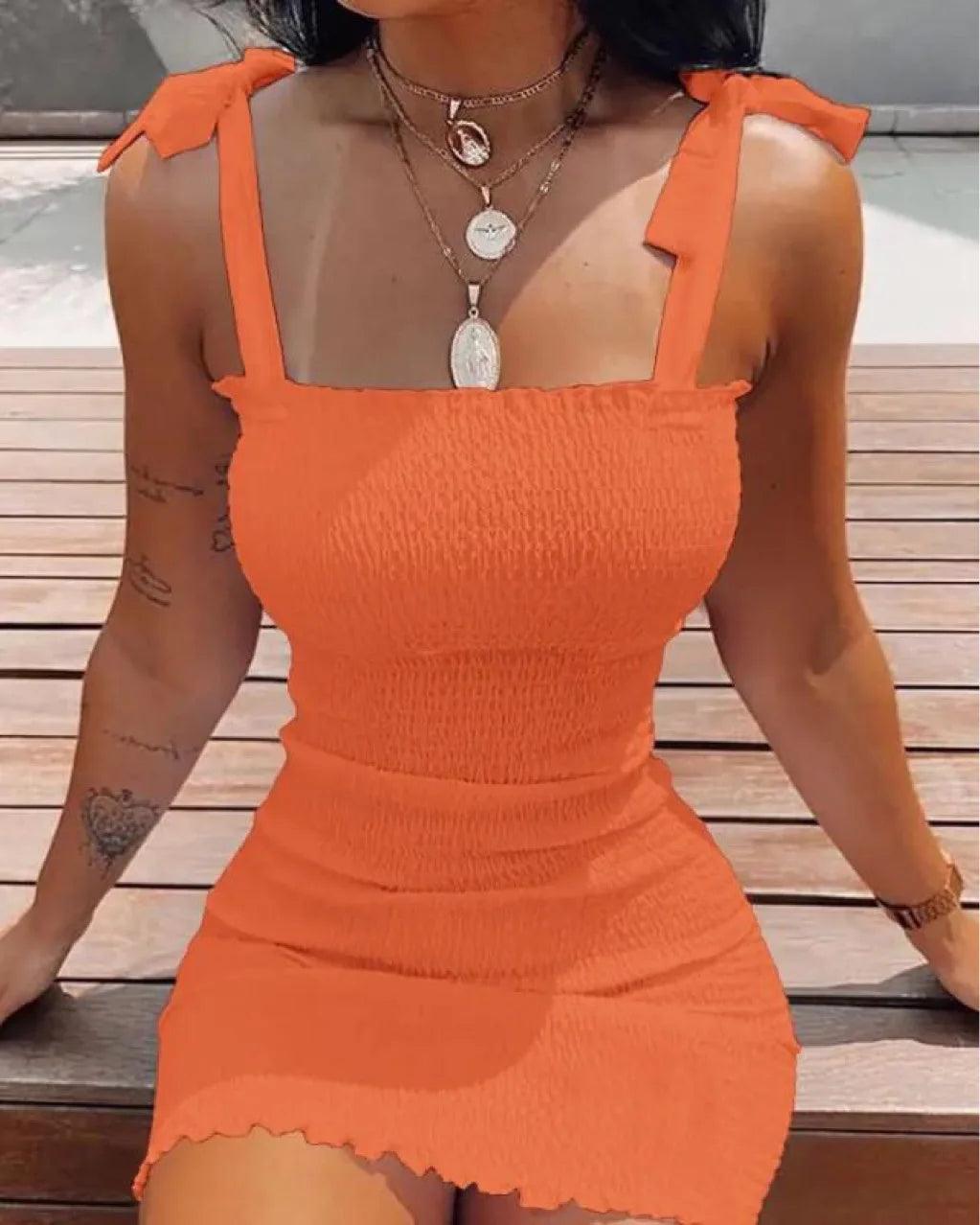 Trendy Solid Strap Short White Dresses Off Shoulder Sexy Skirt Pullover Sheath Mini Summer Beach Female Vest Dress-THAT FASHION STORE