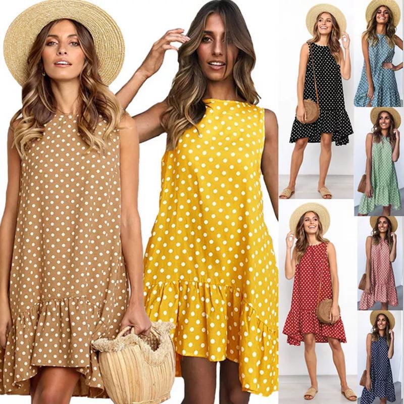 Jocoo Jolee Summer Chiffon Dress Women Polka Dot Ruffles Mini Dress Casual Loose Beach Party Street Short Sundress Vestidos-THAT FASHION STORE