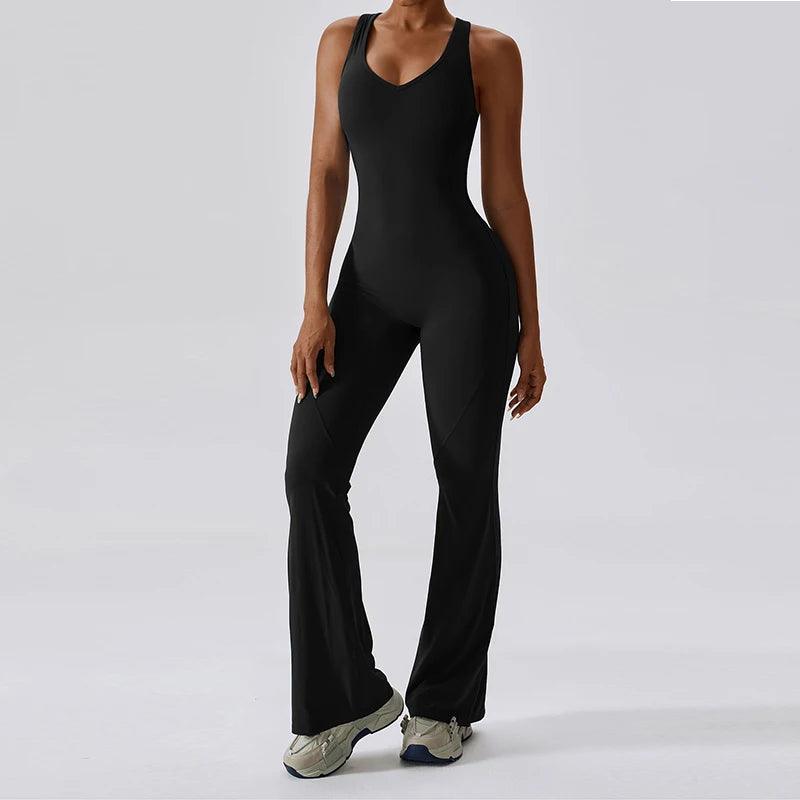 Sexy Back V Jumpsuit Gym Set Women Training Yoga Suit Sportswear Women Sports Jumpsuit Fitness Rompers Stretch Workout Bodysuits-THAT FASHION STORE