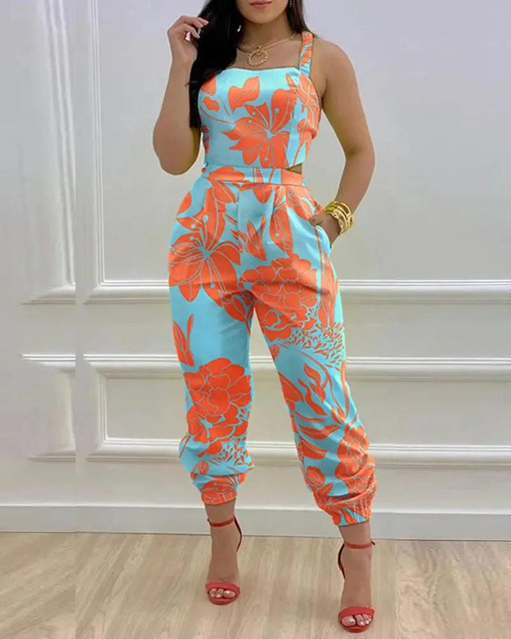 Women's Jumpsuit Elegant Sexy Suspender Printed Jumpsuits Casual Hip Waist Overalls Romper For Women Spring Summer 2023-THAT FASHION STORE