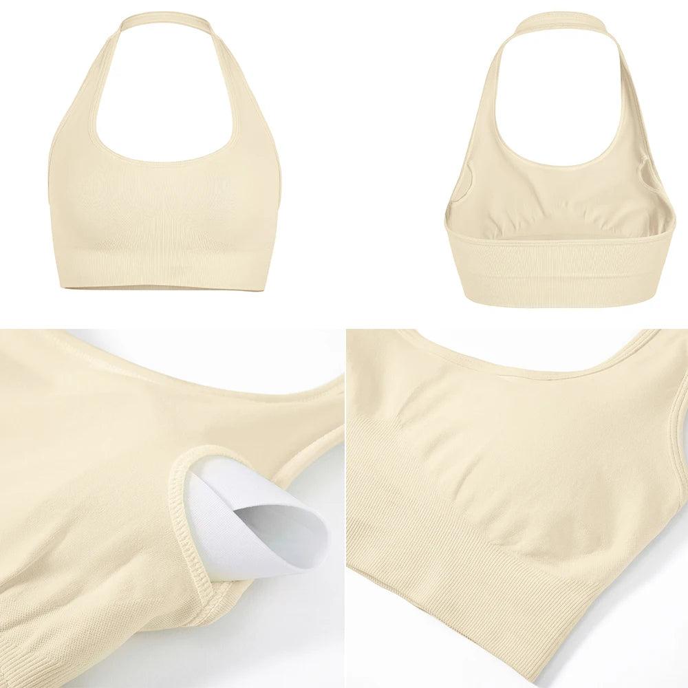 Halter Sports Top Underwear Vest Women Limitless Ribbed Seamless Fitness Bra Spandex Woman Elastic Breathable Breast Sports Yoga-THAT FASHION STORE