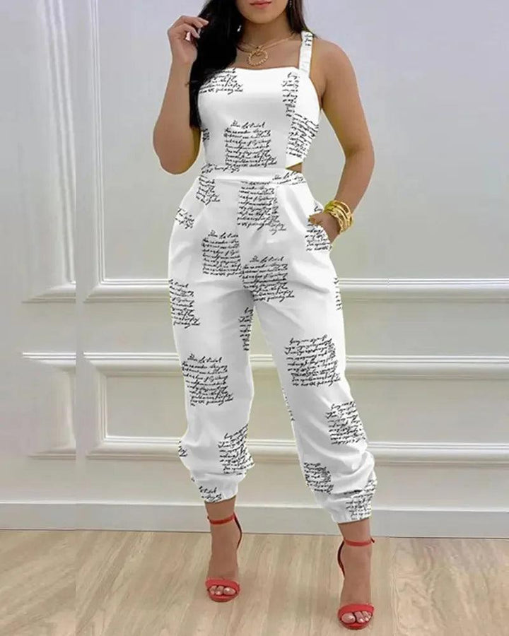 Women's Jumpsuit Elegant Sexy Suspender Printed Jumpsuits Casual Hip Waist Overalls Romper For Women Spring Summer 2023-THAT FASHION STORE