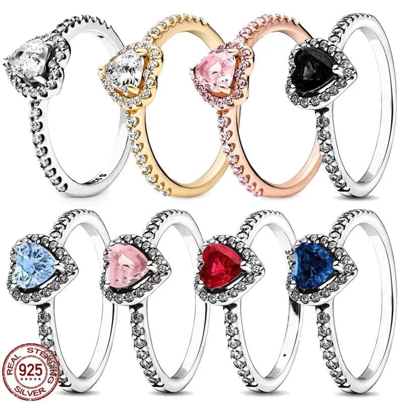 New 925 Sterling Silver Simple Luxury Exquisite Women's Classic Shining Heart Series Ring Charm Jewelry Festival Birthday Gift-THAT FASHION STORE