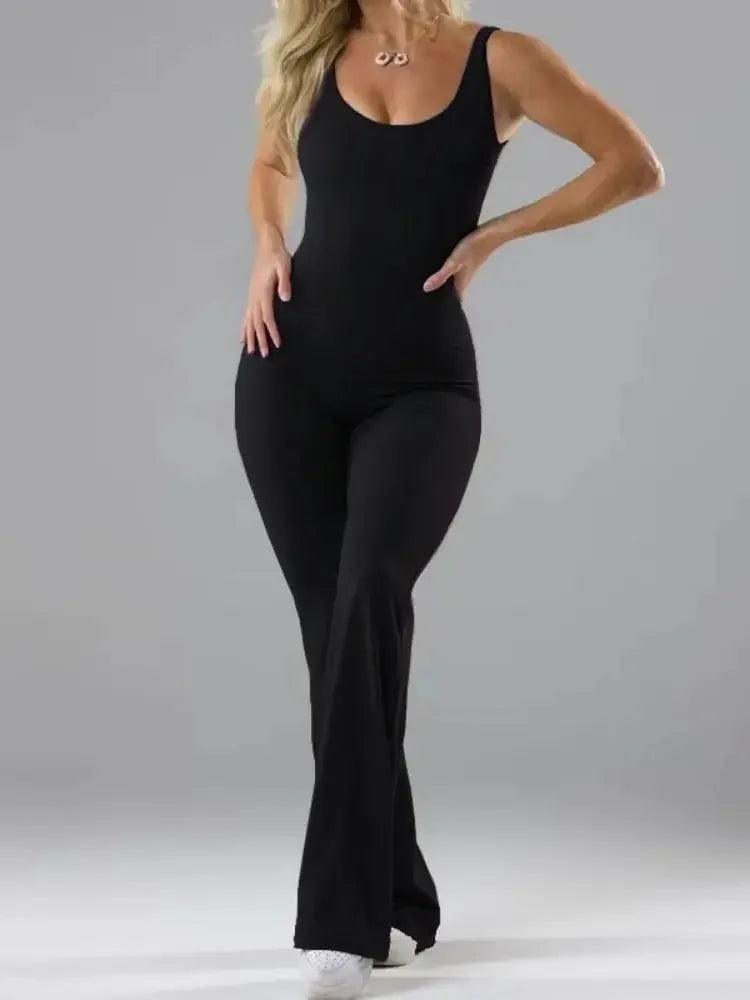 Hollow out Beauty Back Yoga Women wide-leg Peach Butt Running Fitness Yoga Bodysuit Sexy Backless Jumpsuits-THAT FASHION STORE