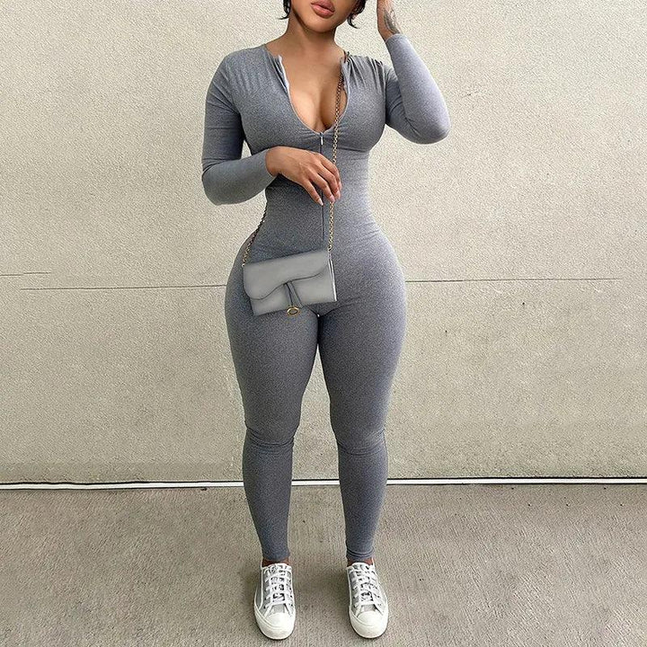 Sexy Sports Jumpsuits Women Autumn New Solid Long Sleeve Bodycon Fashion Rompers Streetwear Casual Skinny Fitness Overall Female-THAT FASHION STORE