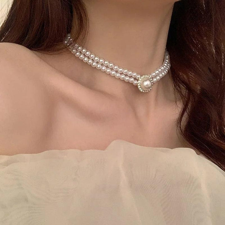 Elegant Big White Imitation Pearl Necklace Earring Ring Jewelry Set Crystal Jewelry Fashion Wedding Bridal Accessory Set Gifts-THAT FASHION STORE