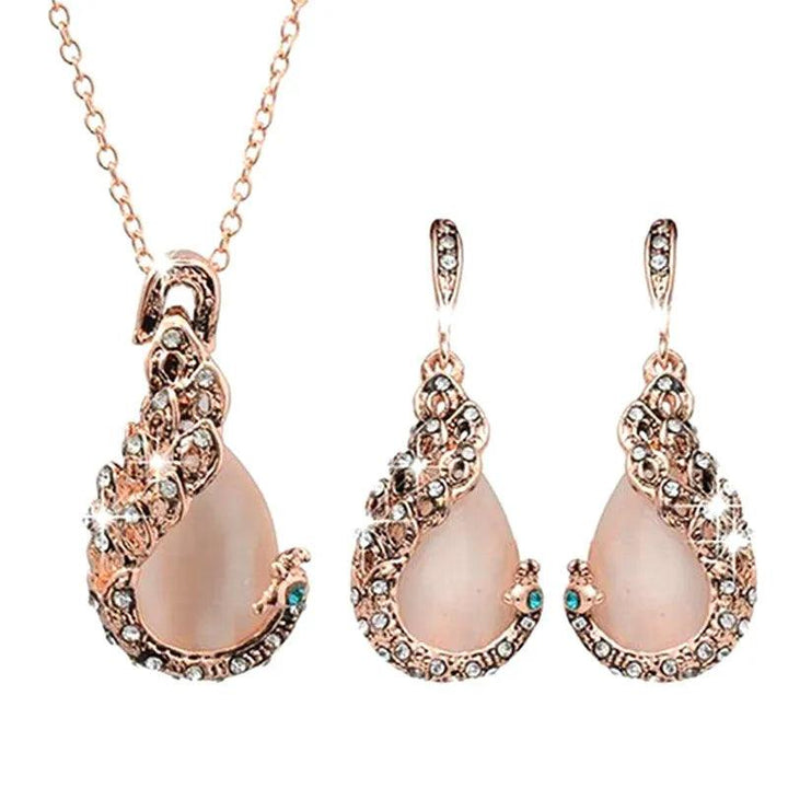 3pcs/set Jewelry Sets Women Elegant Waterdrop Rhinestone Pendant Necklace Hook Earrings Jewelry Set-THAT FASHION STORE