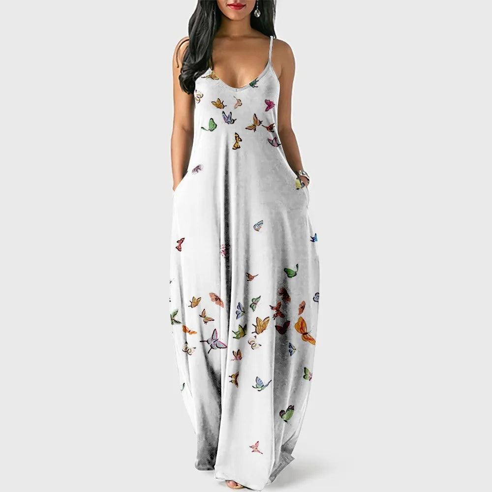 Chic Butterfly Women Maxi Dress Print Long Dresses Fashion Women's Vintage Dress Woman Retro Elegant Girls Club Party Vestidos-THAT FASHION STORE