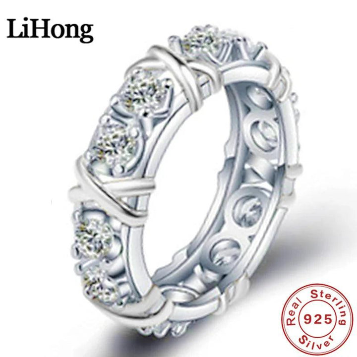 Luxury 925 Sterling Silver Ring Interlaced With Aaa Zircon Crystal Ring For A Woman'S Engagement Jewelry Gift 2 Color Choices-THAT FASHION STORE