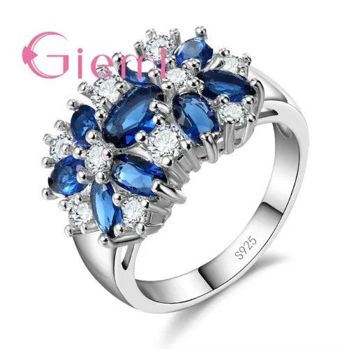 Luxury Decoration 925 Sterling Silver Sparkling Finger Rings Women Girls Brilliant CZ Crystal Wedding Engagement Ring Jewelry-THAT FASHION STORE