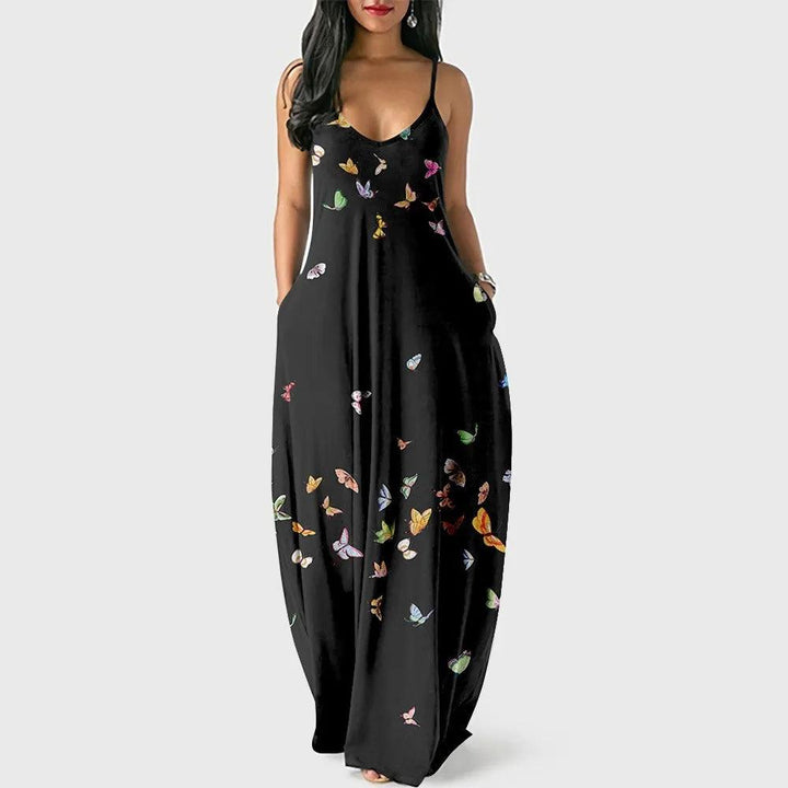 Chic Butterfly Women Maxi Dress Print Long Dresses Fashion Women's Vintage Dress Woman Retro Elegant Girls Club Party Vestidos-THAT FASHION STORE