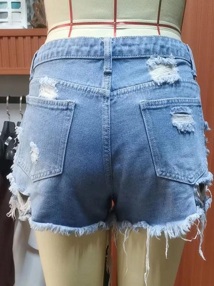 Summer Women Shorts Mini Jeans Lady Sexy Ripped Hot Fetish Denim Pants Lady High Street Party Elastic Denim Shorts-THAT FASHION STORE