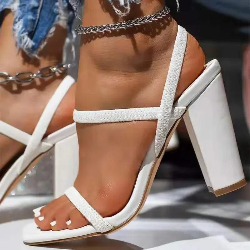 Women'S Shoes Plus Size 43 Summer New Woman Solid Color High Heel Shoes Thick Heel Open Toe Female Sandals Fashion Slippers-THAT FASHION STORE