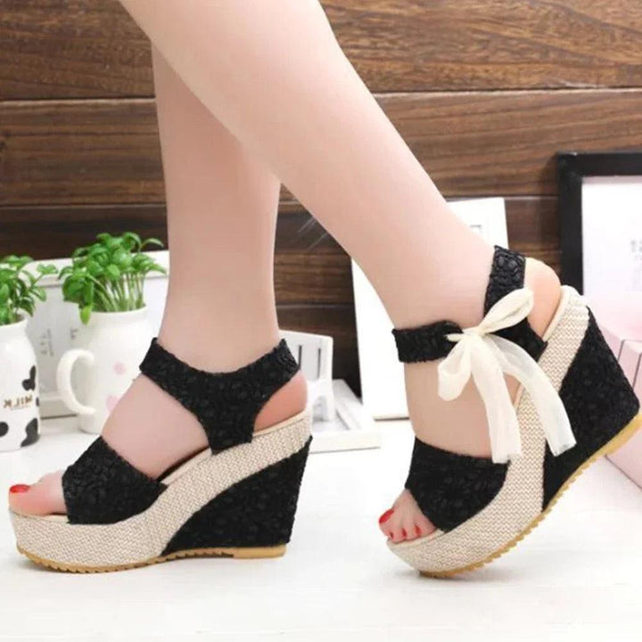 Lace Leisure Women Wedges Heeled Women Shoes 2022 Summer Sandals Party Platform High Heels Shoes Woman-THAT FASHION STORE