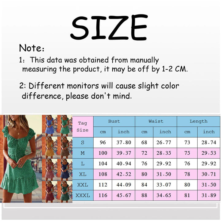 Dress For Summer 2024 Elegant Casual vogue Sexy Dresses A Line Short Sleeve Mini Length Print Neckline Women's Holiday Sundress-THAT FASHION STORE