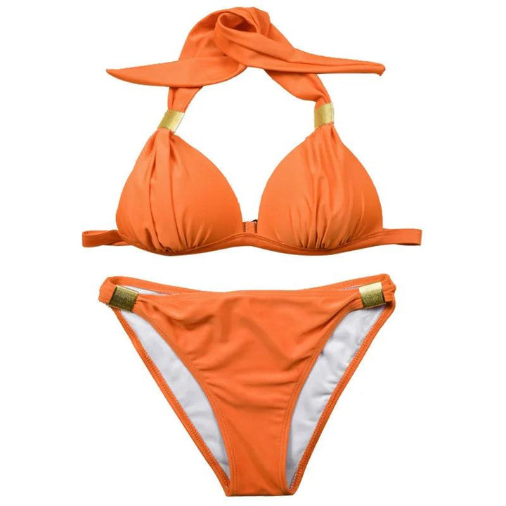 New bikini fashion European and American two-piece set of solid color bikini hard cup swimsuit women's swimsuit-THAT FASHION STORE