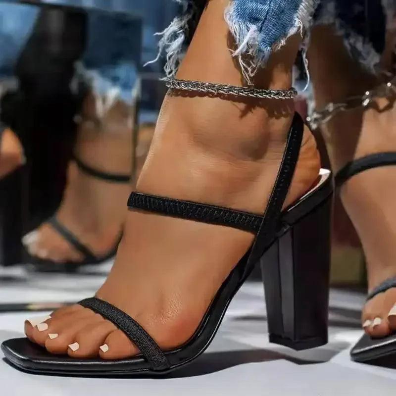 Women'S Shoes Plus Size 43 Summer New Woman Solid Color High Heel Shoes Thick Heel Open Toe Female Sandals Fashion Slippers-THAT FASHION STORE